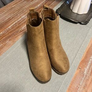 Amazon Women's Suede Ankle Booties - Tan